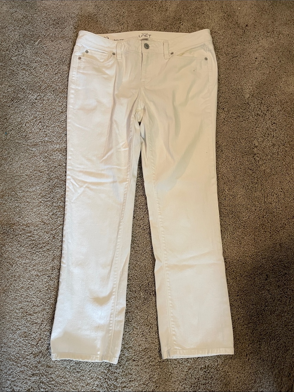 LOFT Off-White Straight Leg Jeans